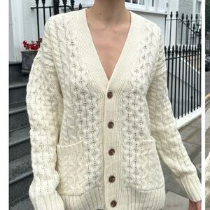 Brandy Melville Eva Oversized Cream Fisherman Style Wool Knit Cardigan